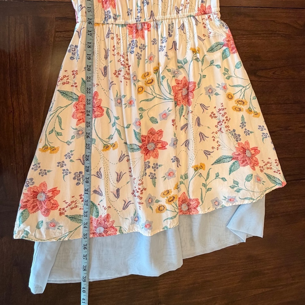 Old Navy Floral Sleeveless Dress, Gathered Waist, Sheer Hem, V-Neck, Size Medium - Picture 11 of 13